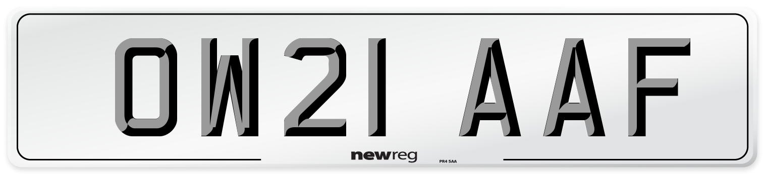 OW21 AAF Number Plate from New Reg
